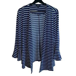 Lane‎ Bryant Open Cardigan Womens 18/20 Jersey Navy White Stripes Bell Sleeves